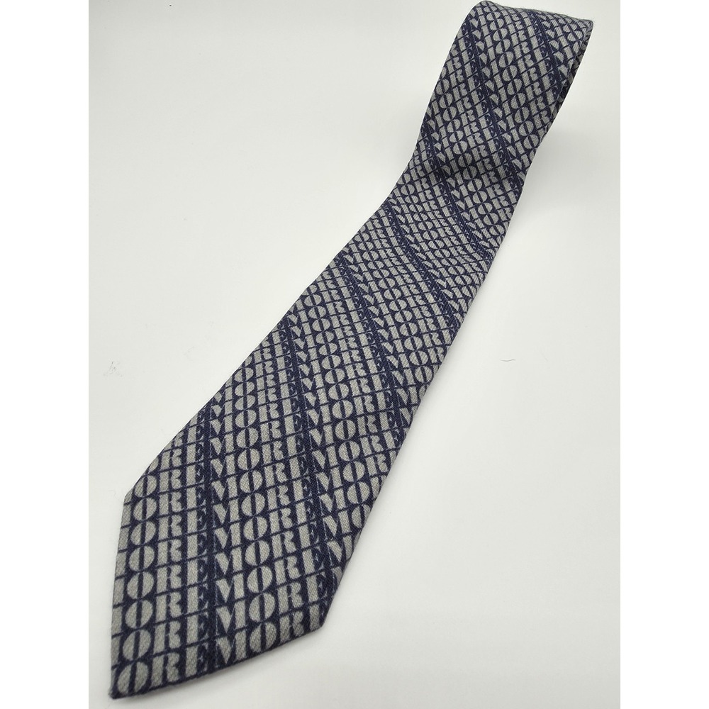 Jonathan Adler All Wool Made in Italy "More" Blue Gray Skinny Tie 59" x 2.75"